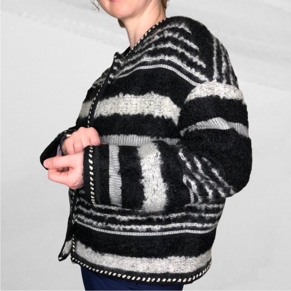 Mohair Wool Blend Cardigan Jacket Lightweight Luxury Chanel-like Shacket Medium - Picture 11 of 11